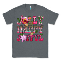 Charcoal Heather jolly happy joyful pink christmas Classic Tee - CowGirlArtShop