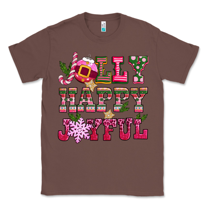 Jolly Happy Joyful Pink Christmas Classic Tee by CowGirlArtShop | Teevron