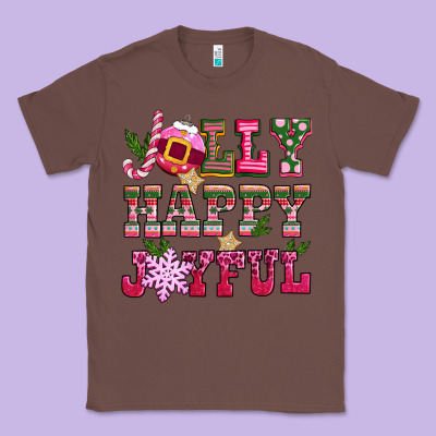 Jolly Happy Joyful Pink Christmas Classic Tee Designed By Cowgirlartshop