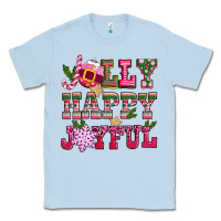 Dusty Blue jolly happy joyful pink christmas Classic Tee - CowGirlArtShop