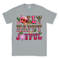 Heather Grey jolly happy joyful pink christmas Classic Tee - CowGirlArtShop