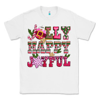 White jolly happy joyful pink christmas Classic Tee - CowGirlArtShop
