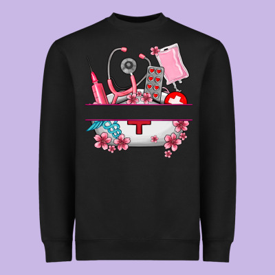 Custom Name Nurse Hat And Elements Heavyweight Sweatshirt Designed By Adodesignshop