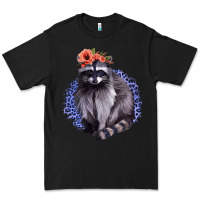 Black Classy But A Little Thrashy Racoon With Flowers Premium Tee - Jasminsmagicworld