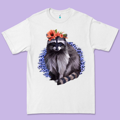 Classy But A Little Thrashy Racoon With Flowers Premium Tee Designed By Jasminsmagicworld