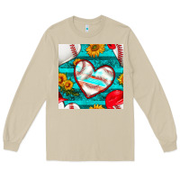 Mushroom baseball hearts and sunflowers with turquoise gemstone seamless patter Long Sleeve Tee - BundleAndBundleShop