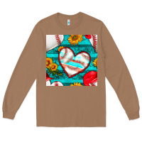 Baseball Hearts And Sunflowers With Turquoise Gemstone Seamless Patter Long Sleeve Tee | Teevron
