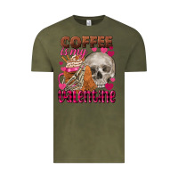 Vintage Olive Coffee is my Valentine skull Vintage Tee - FaDigitalArtStudio