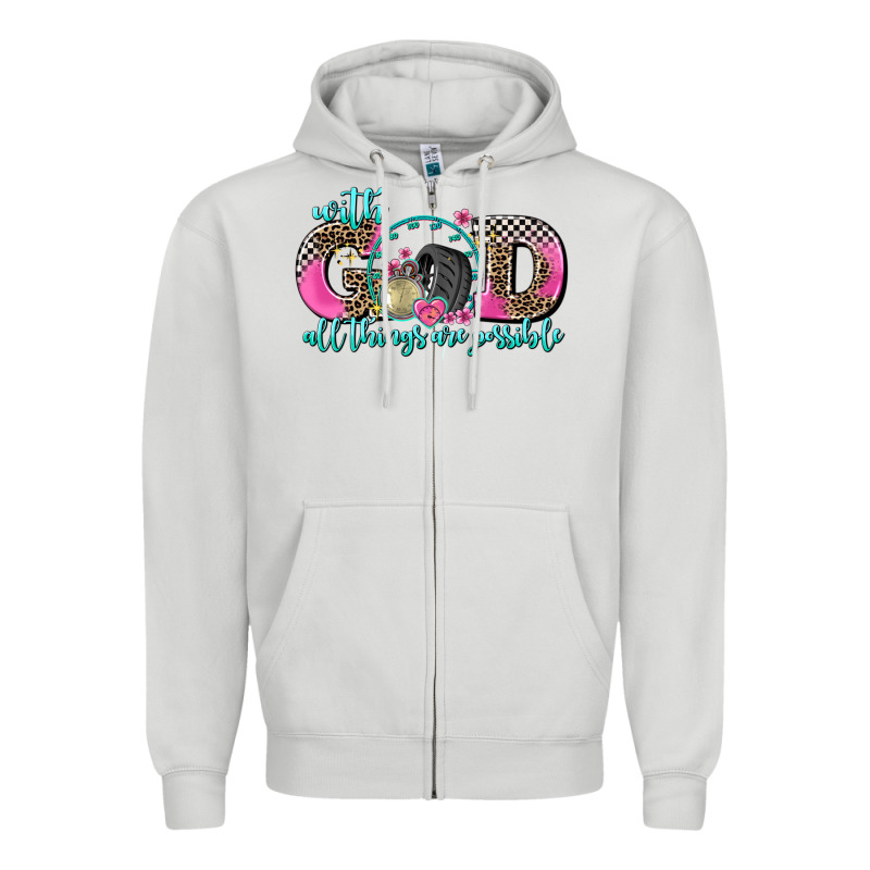 With God All Things Are Possible Race Zipper Hoodie by AdoDesignShop | Teevron