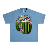Pebble Blue Day Of The Dead Mexican Cactus Urban Heavy Tee - FaDigitalArtStudio