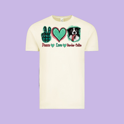 Peace Love Border Collie Vintage Tee Designed By Jasminsmagicworld
