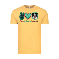 Vintage Mustard Peace Love Border Collie Vintage Tee - Jasminsmagicworld