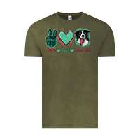 Vintage Olive Peace Love Border Collie Vintage Tee - Jasminsmagicworld