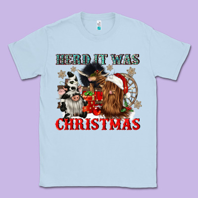 Herd It Was Christmas Classic Tee Designed By Cowgirlartshop