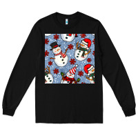 Black christmas snowman seamless pattern Long Sleeve Tee - BundleAndBundleShop