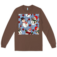 Chestnut christmas snowman seamless pattern Long Sleeve Tee - BundleAndBundleShop