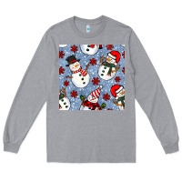Heather Grey christmas snowman seamless pattern Long Sleeve Tee - BundleAndBundleShop