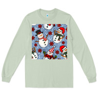 Matcha christmas snowman seamless pattern Long Sleeve Tee - BundleAndBundleShop