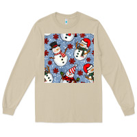 Mushroom christmas snowman seamless pattern Long Sleeve Tee - BundleAndBundleShop