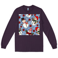 Plum christmas snowman seamless pattern Long Sleeve Tee - BundleAndBundleShop