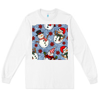 White christmas snowman seamless pattern Long Sleeve Tee - BundleAndBundleShop