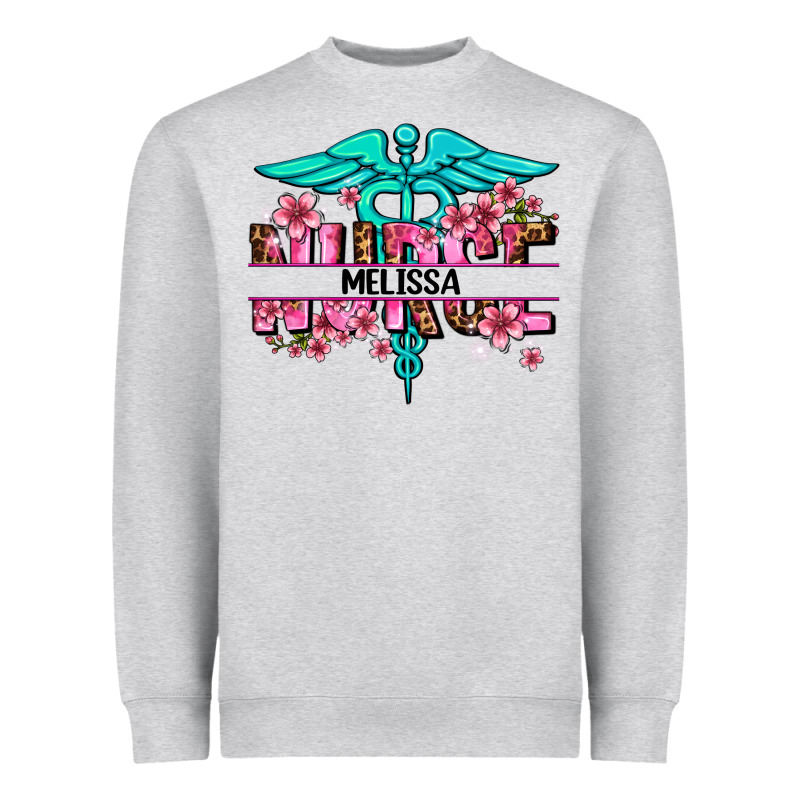 Floral Nurse Custom Name Heavyweight Sweatshirt by AdoDesignShop | Teevron