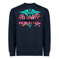 Navy floral nurse custom name Heavyweight Sweatshirt - AdoDesignShop