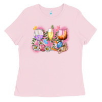 Bubblegum Pink Easter wine glasses  Easter Day Ladies Tee - CowGirlArtShop