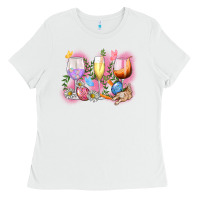 White Easter wine glasses  Easter Day Ladies Tee - CowGirlArtShop