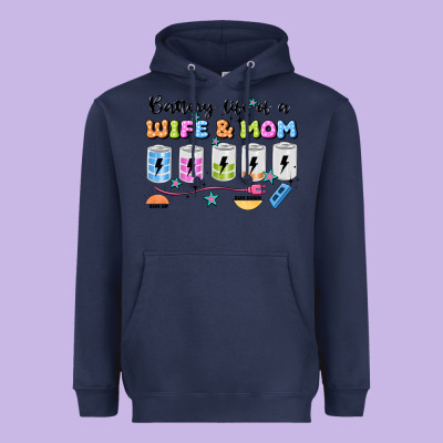 Battery Life Of A Wife & Mom Heavyweight Hoodie Designed By Jahusdesignshop
