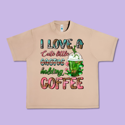 I Love A Cute Little Cactus Holding Coffee Urban Heavy Tee Designed By Fadigitalartstudio