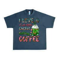 Midnight Navy I Love A Cute Little Cactus Holding Coffee Urban Heavy Tee - FaDigitalArtStudio