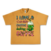 Peanut Butter I Love A Cute Little Cactus Holding Coffee Urban Heavy Tee - FaDigitalArtStudio