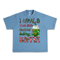 Pebble Blue I Love A Cute Little Cactus Holding Coffee Urban Heavy Tee - FaDigitalArtStudio