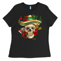Di De Los Muertos With Roses Mexico Ladies Tee | Teevron