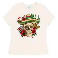 Bone Di de los muertos with roses Mexico Ladies Tee - HowdyJamesFarm