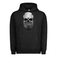 Pigment Black creepy bald and bearded skull for halloween & skeletons fans t shirt Urban Hoodie - baoMotion