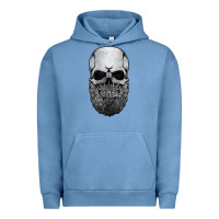 Pigment Pebble Blue creepy bald and bearded skull for halloween & skeletons fans t shirt Urban Hoodie - baoMotion