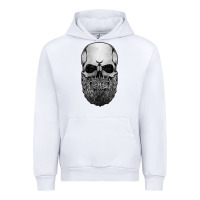 White creepy bald and bearded skull for halloween & skeletons fans t shirt Urban Hoodie - baoMotion