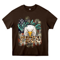 Chocolate Brown Born to be free 4th of july Heavy Core Tee - HowdyJamesFarm