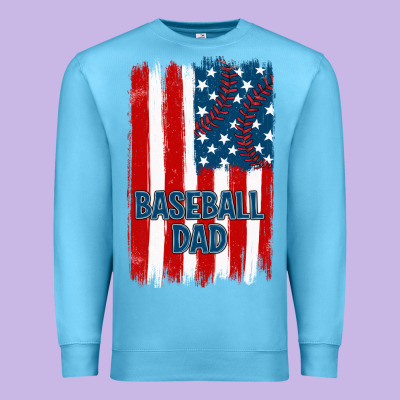 Baseball Dad American Flag Premium Sweatshirt Designed By Jahusdesignshop