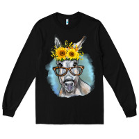 Black Sunflower Glasses Donkey Long Sleeve Tee - RanaPortraitStore