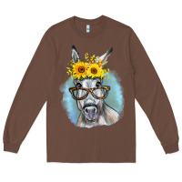 Chestnut Sunflower Glasses Donkey Long Sleeve Tee - RanaPortraitStore