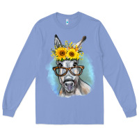 Colony Blue Sunflower Glasses Donkey Long Sleeve Tee - RanaPortraitStore