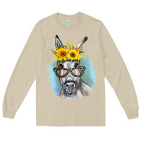 Mushroom Sunflower Glasses Donkey Long Sleeve Tee - RanaPortraitStore