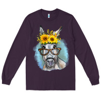 Plum Sunflower Glasses Donkey Long Sleeve Tee - RanaPortraitStore