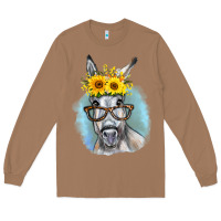 Toasted Coconut Sunflower Glasses Donkey Long Sleeve Tee - RanaPortraitStore