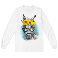 White Sunflower Glasses Donkey Long Sleeve Tee - RanaPortraitStore