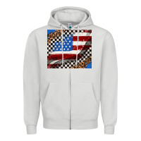 Dove Grey American flag and race flag Zipper Hoodie - AdoDesignShop