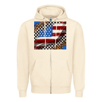 Sandshell American flag and race flag Zipper Hoodie - AdoDesignShop